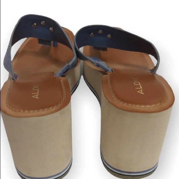 Aldo | Shoes | Aldo Denim Wedge Sandals Wgold Hardware  ALDO Denim Wedge Sandals W/Gold Hardware Accent.. Size:9